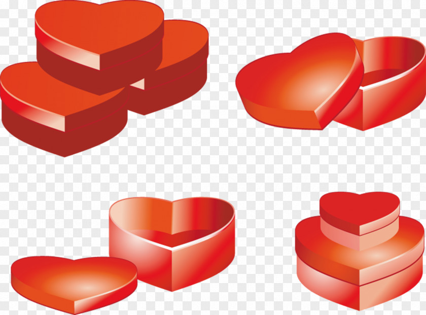 Red Three-dimensional Heart Decoration Elements PNG
