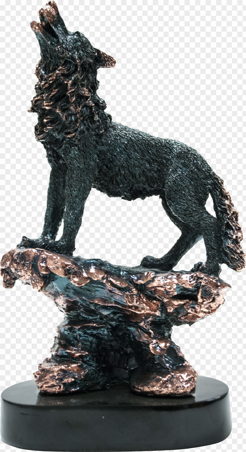 Bronze Sculpture Figurine Statue Gray Wolf PNG