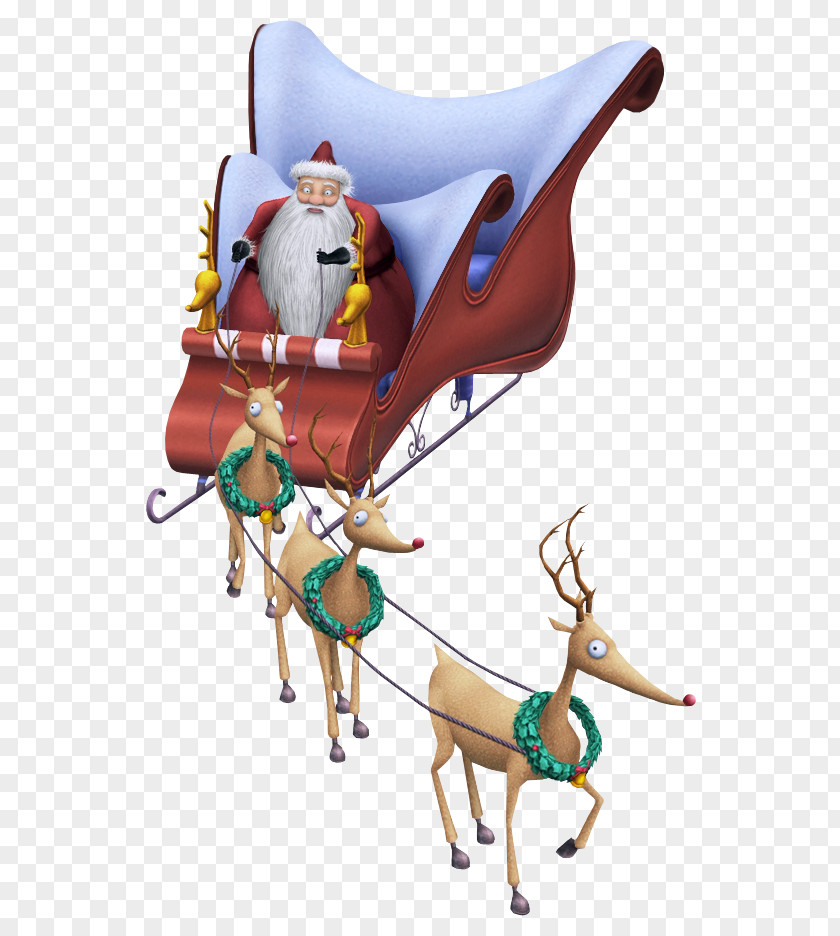Santa Sleigh Claus's Reindeer Christmas PNG