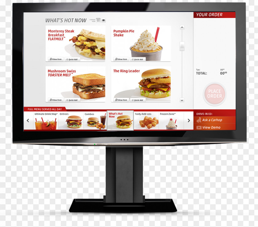 Touch Screen Sonic Drive-In Menu Chef Display Device PNG