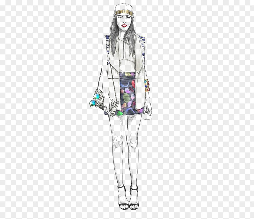 Hand-painted Fashion Woman New York Week Illustration Drawing PNG