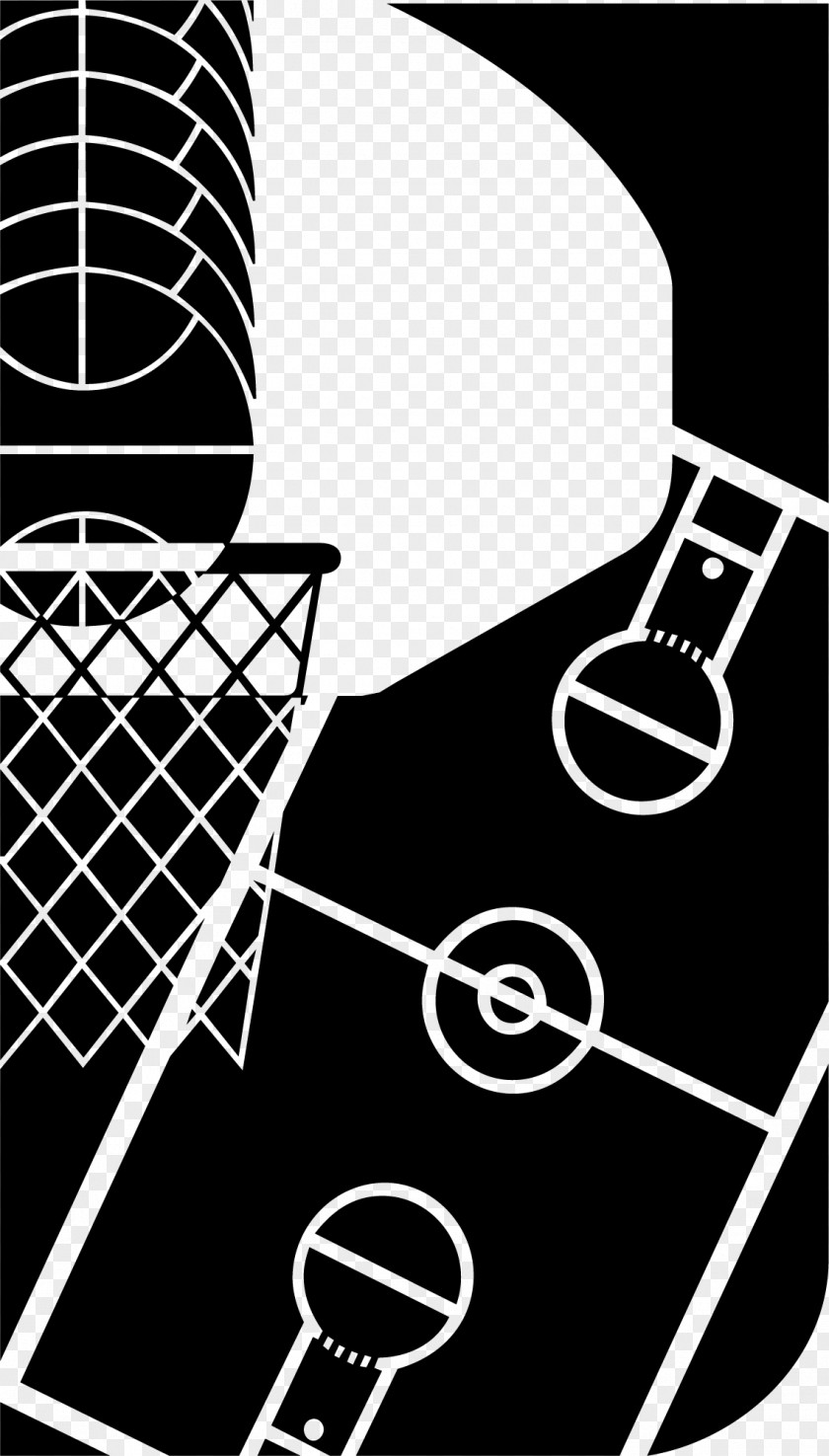 Black And White Basketball Court Half Graphic Design PNG