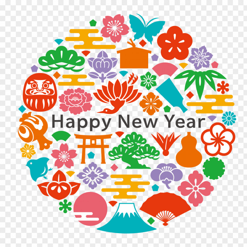 Japanese New Year Year's Day Card PNG