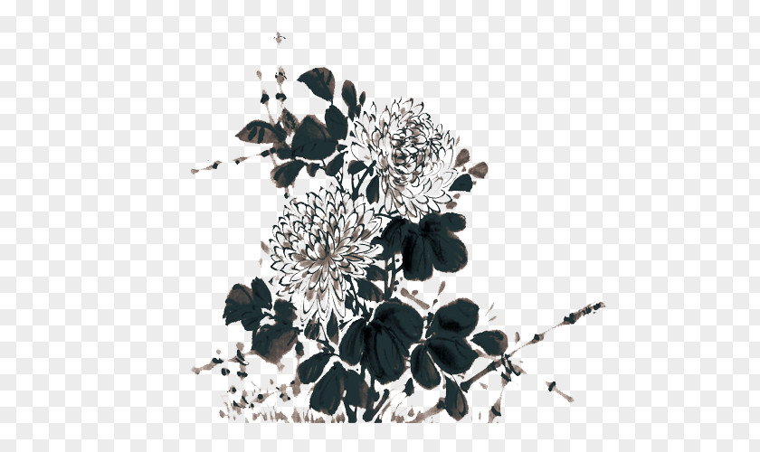 FIG Ink Chrysanthemum Poster PNG