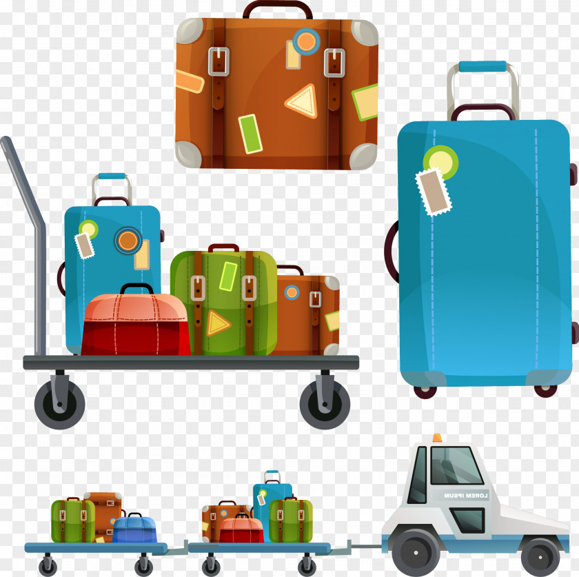 Vector Material Cartoon Luggage Bags Baggage Download PNG