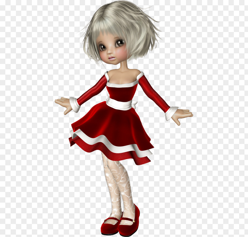 14th February Brown Hair Christmas Doll Character PNG