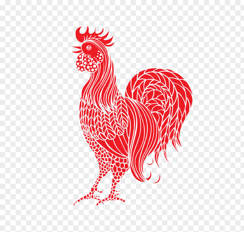 Paper-cut Cock Chicken Chinese New Year Zodiac Rooster PNG