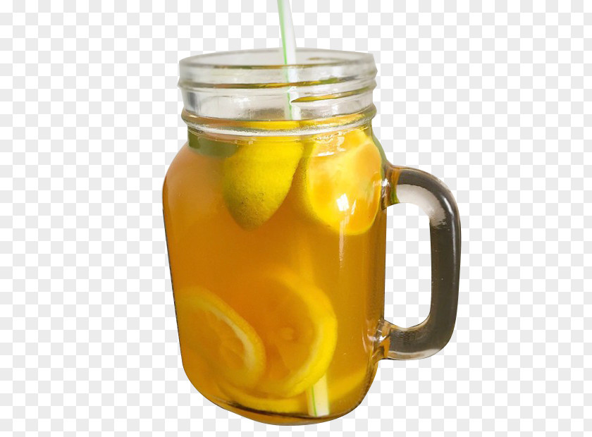 Transparent Glass With Lemon Fruit Tea Cup PNG