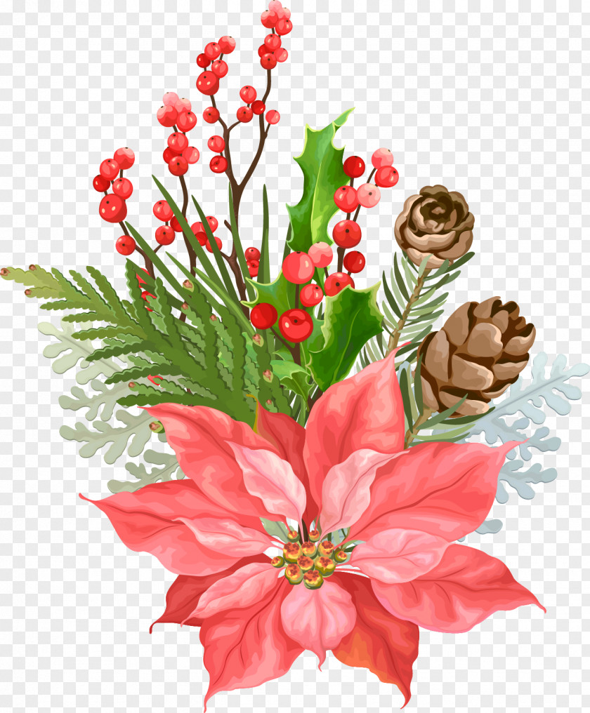Painted Flower Festival Christmas Leaf PNG