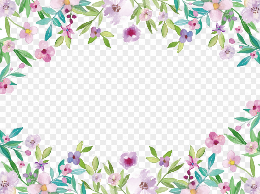 Watercolor Flowers Small Fresh Borders Painting Clip Art PNG