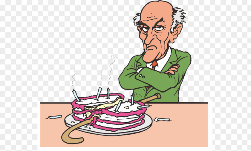 Angry Old Man Birthday Cake Greeting & Note Cards Clip Art PNG