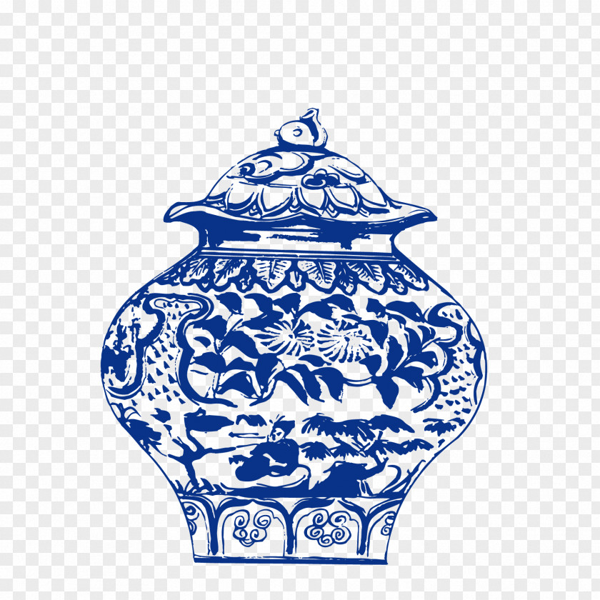 Blue And White,Pattern,Classical Patterns,blue,Moire,Chinese Style,Walls,Bones Motif Vase PNG