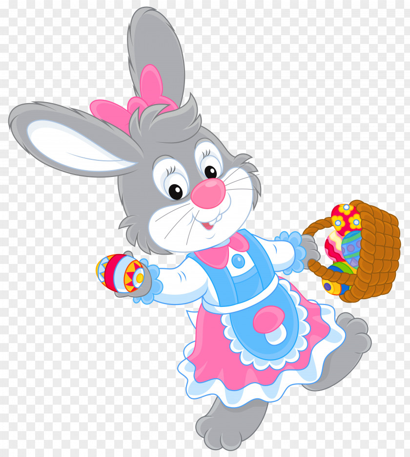 Easter Bunny With Egg Basket Picture Clip Art PNG