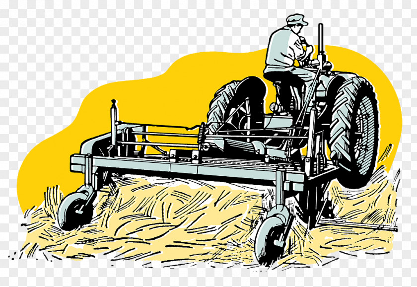 Hand Drawn Land Harvesting Wheat Drawing Agriculture Royalty-free Tractor Clip Art PNG