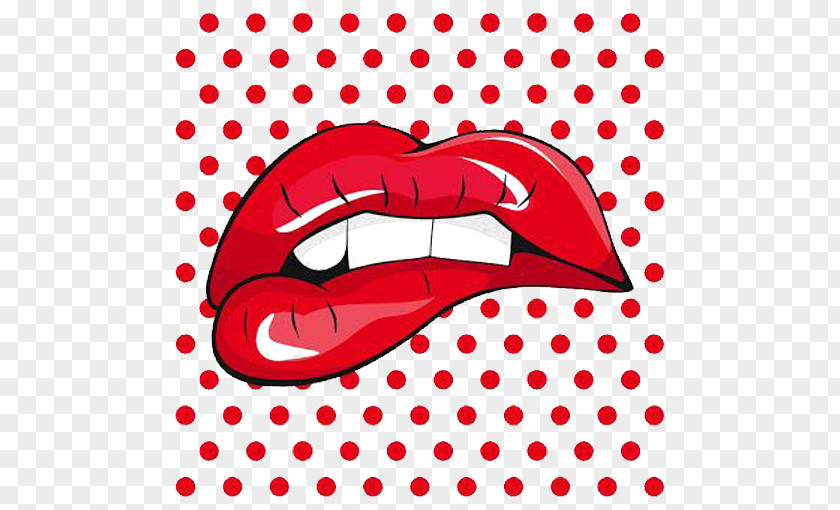 Red Lips Pop Art Illustration PNG