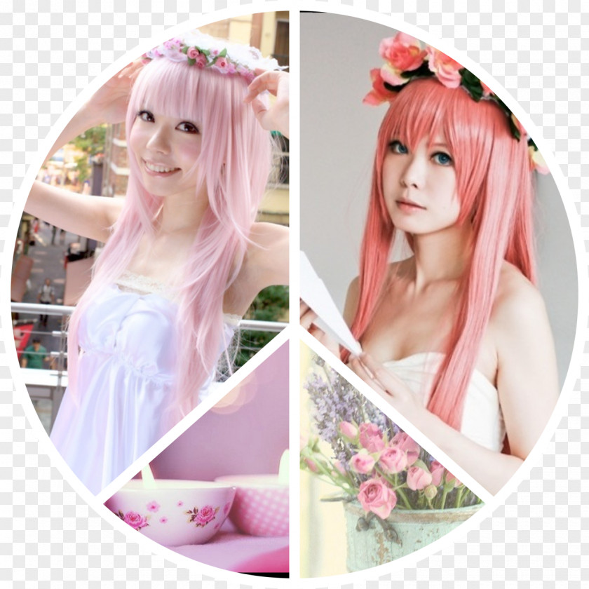 Hair Wig Megurine Luka Blond Pink M Clothing Accessories PNG