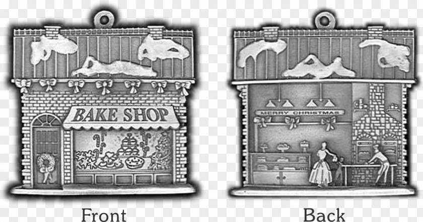 Bake Shop Pewter Christmas Ornament Pattern PNG