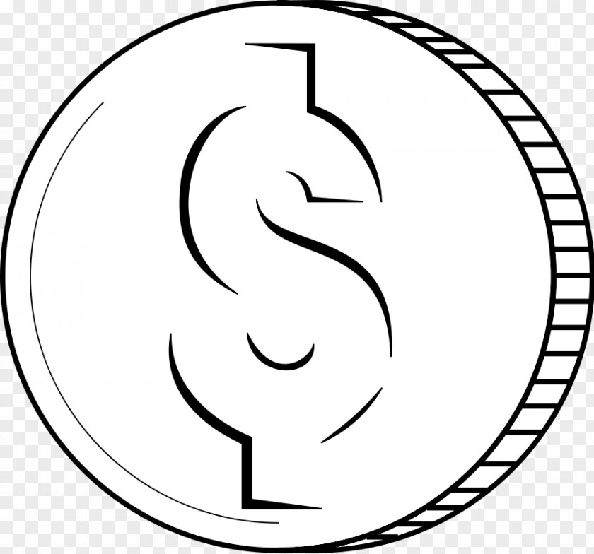 Dollar Sign Outline Coin Black And White Penny Clip Art PNG
