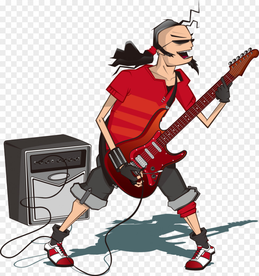 Playing Guitar Vector Character Cartoon Illustration PNG