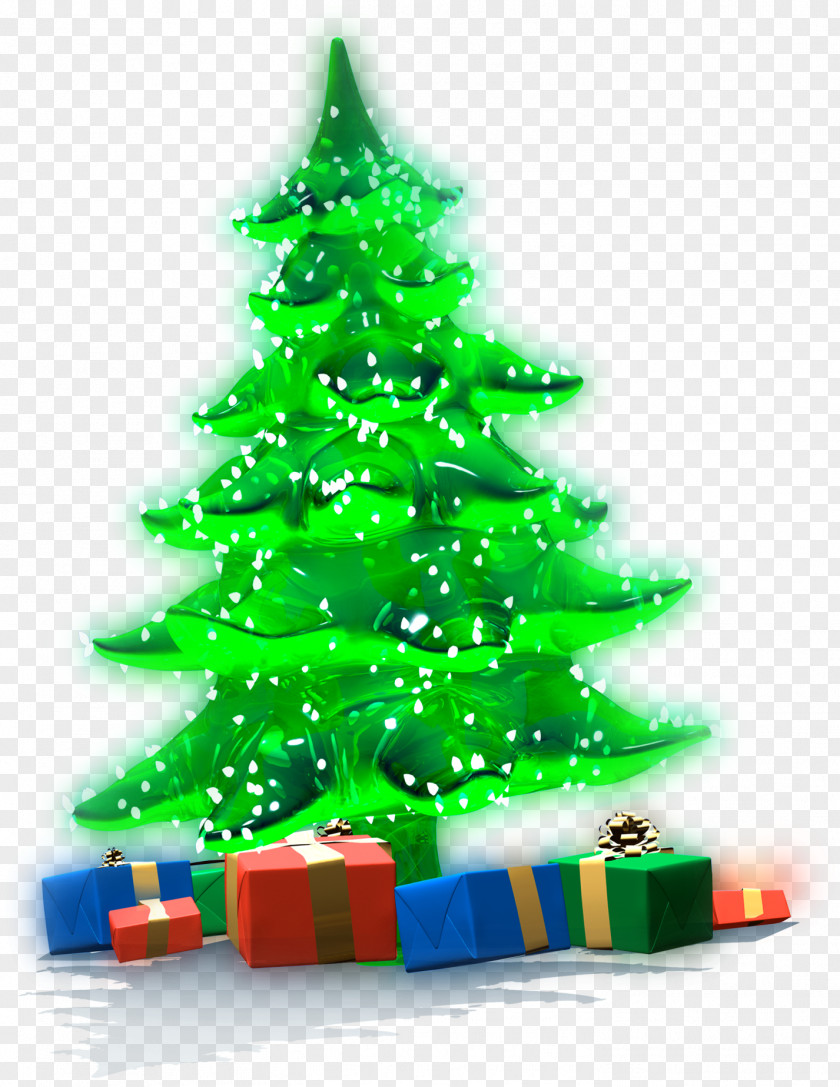 Luminous Christmas Tree With Gifts Clipart Gift Day PNG