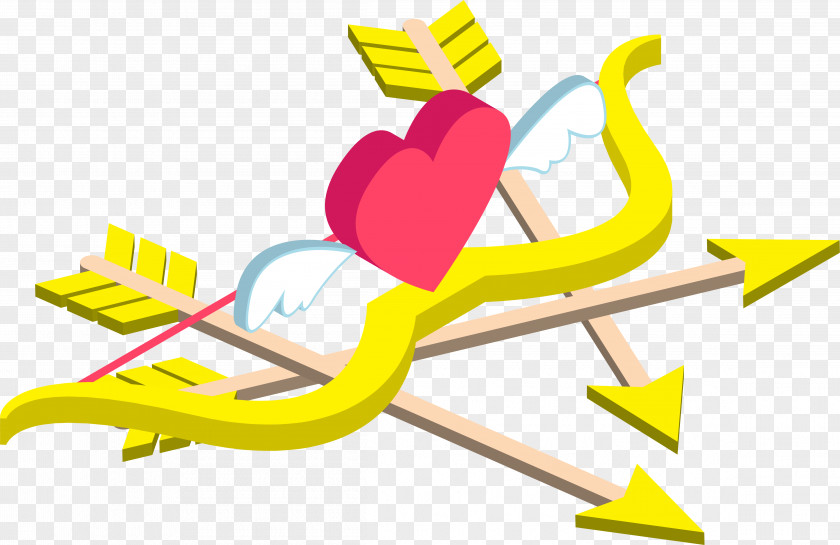 Golden Cupid Bow Arrow Clip Art PNG