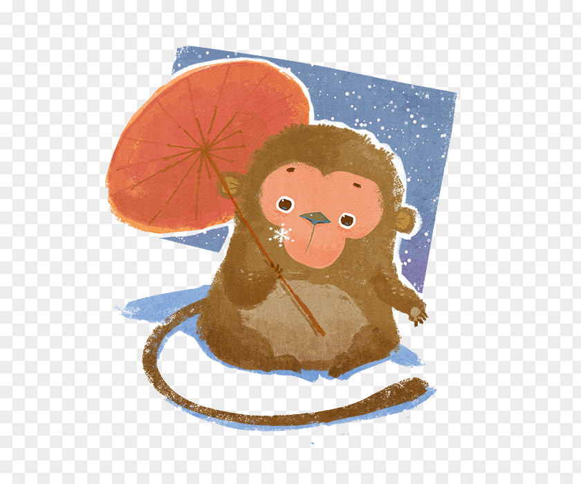 Monkey Holding Umbrella Macaque PNG