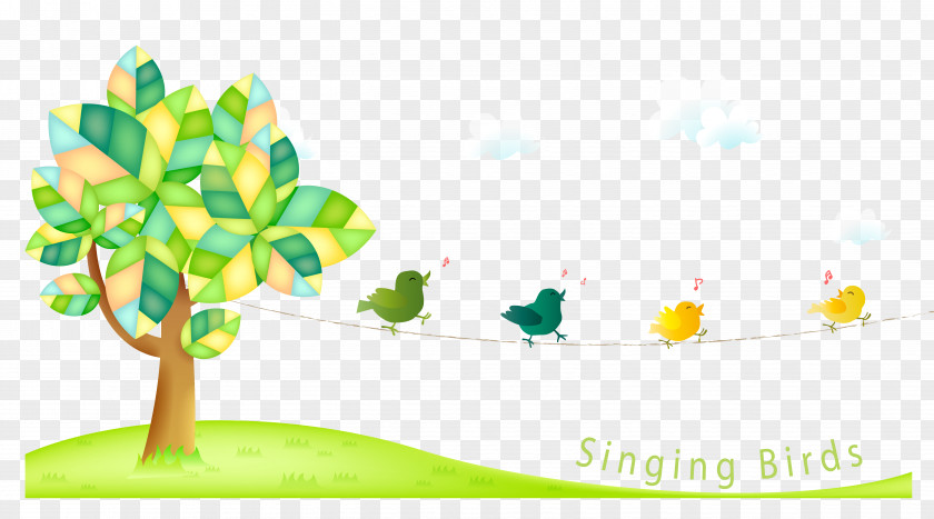 Birds Singing In The Trees Bird Cartoon Clip Art PNG