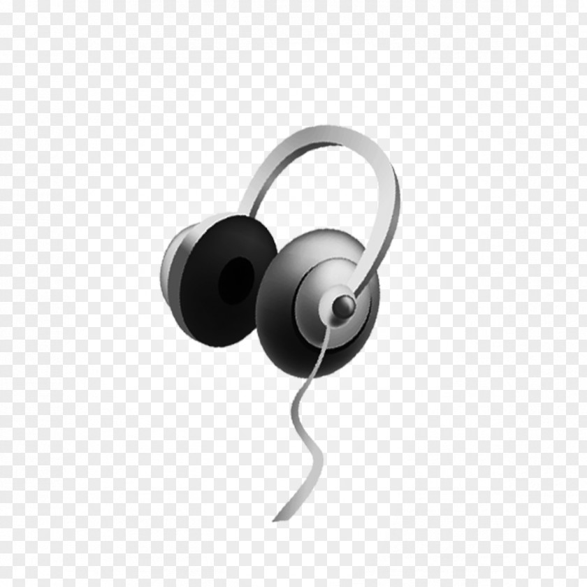 Cartoon Black Headphones Headset Icon PNG