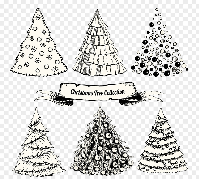 Hand-painted Christmas Tree Vector Illustration PNG