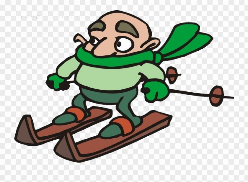 Cartoon Man Skiing Clip Art PNG
