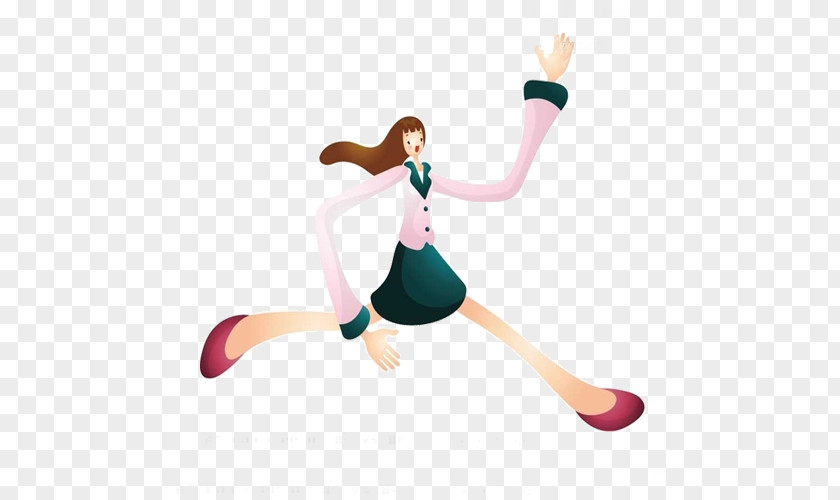 Exaggerated Women Running Woman Cartoon PNG