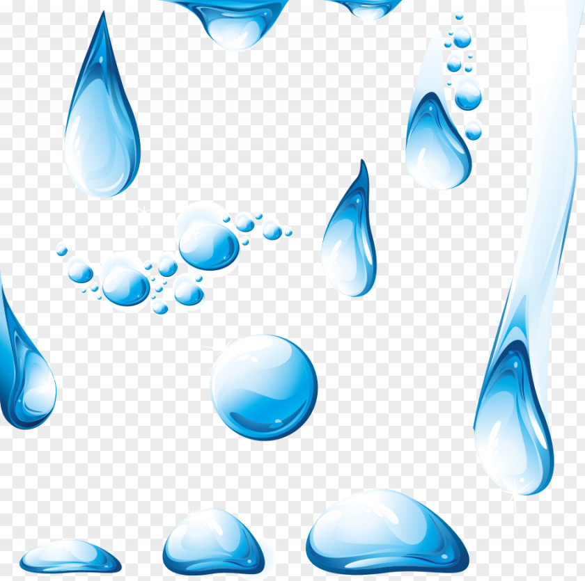 Vector Blue Water Drops Euclidean Drop PNG