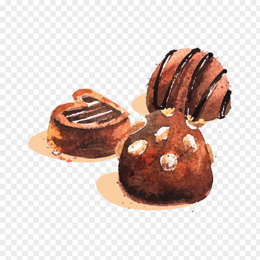 Watercolor Cakes Chocolate Truffle Cake Bonbon Cream Milk PNG