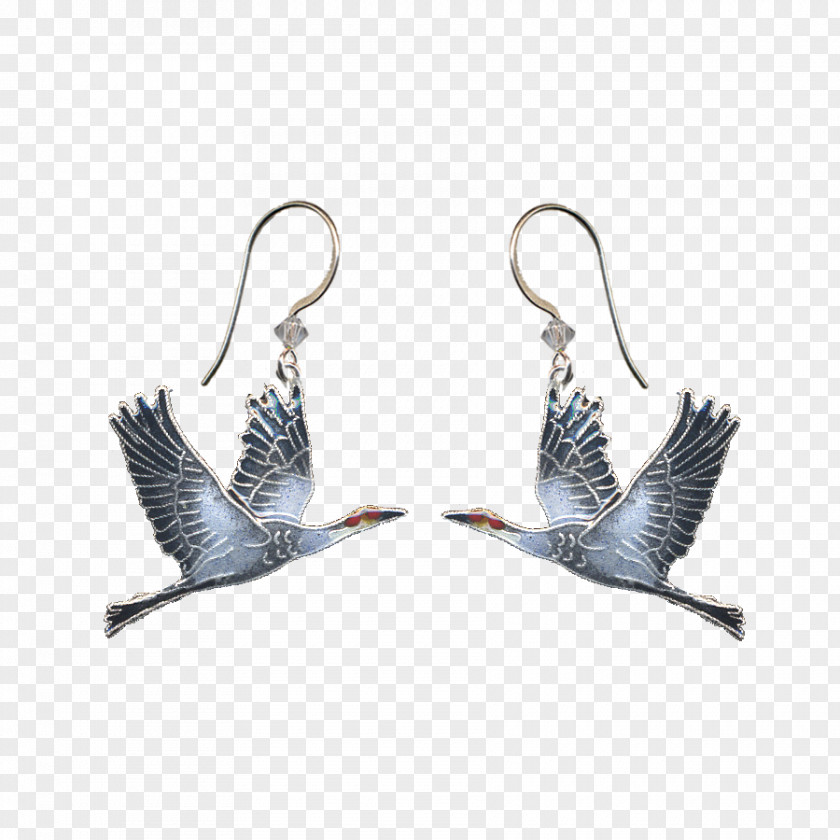 Crane Earring Whooping Jewellery Sterling Silver PNG