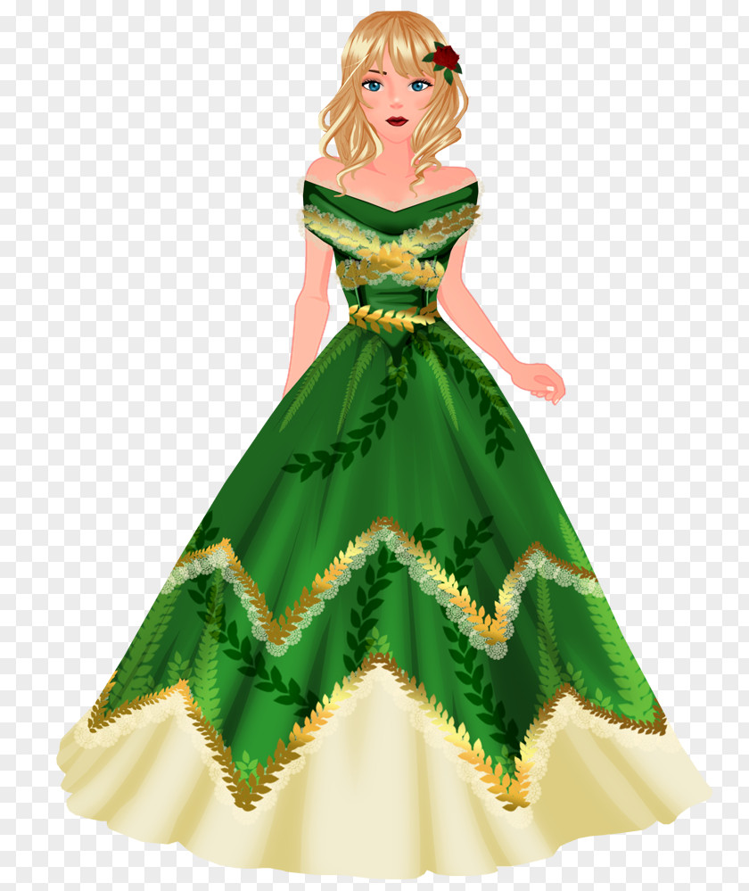 Dress Gown Costume Design Green Barbie PNG