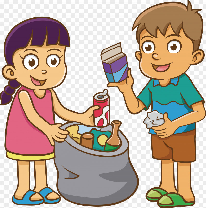 Waste Collection Of Kids Vector Recycling Bin Container Sorting PNG