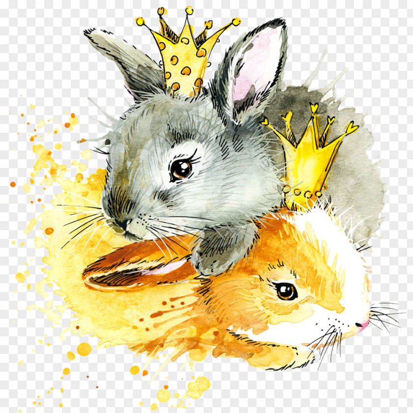 Watercolor Cartoon Rabbit Painting Drawing Royalty-free European Illustration PNG