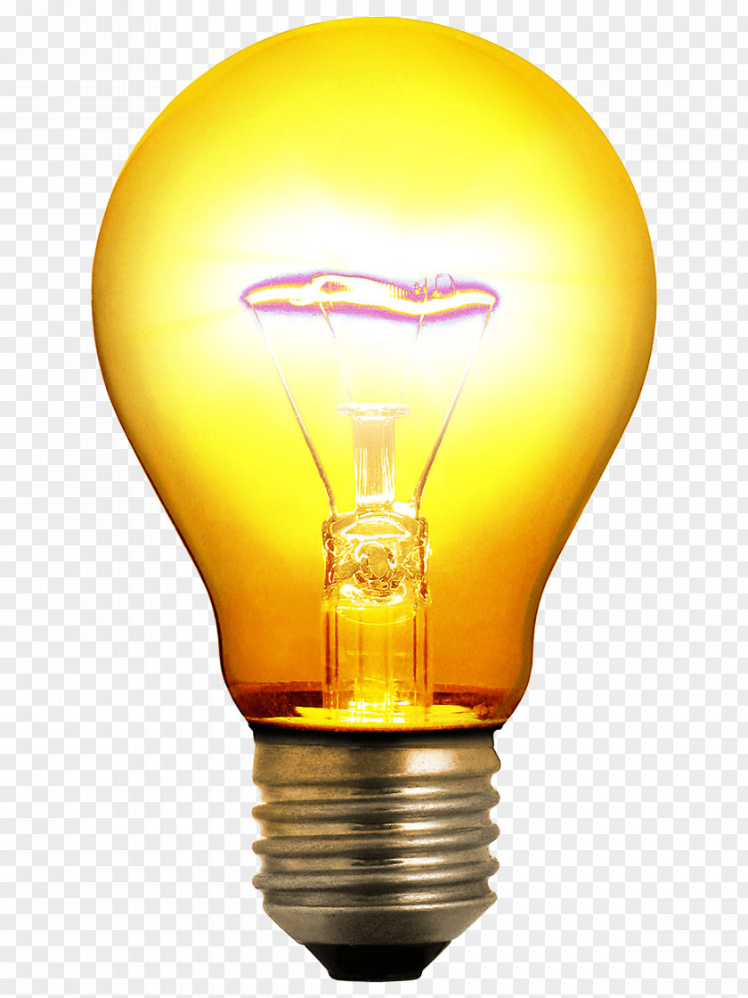 Yellow Light Bulb Image Incandescent Lighting Invention PNG