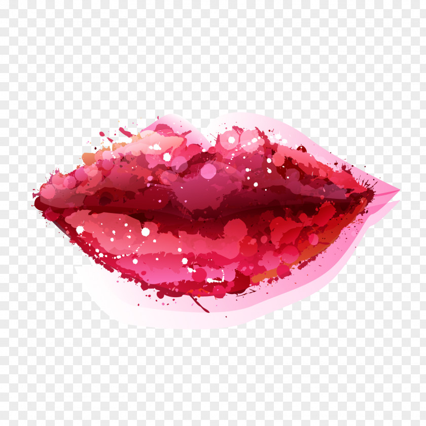 Vector Shining Lips Trend Watercolor Painting Lip Clip Art PNG