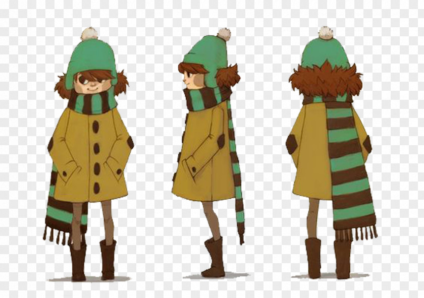 Wearing A Coat Child Character Design Turnaround Drawing PNG