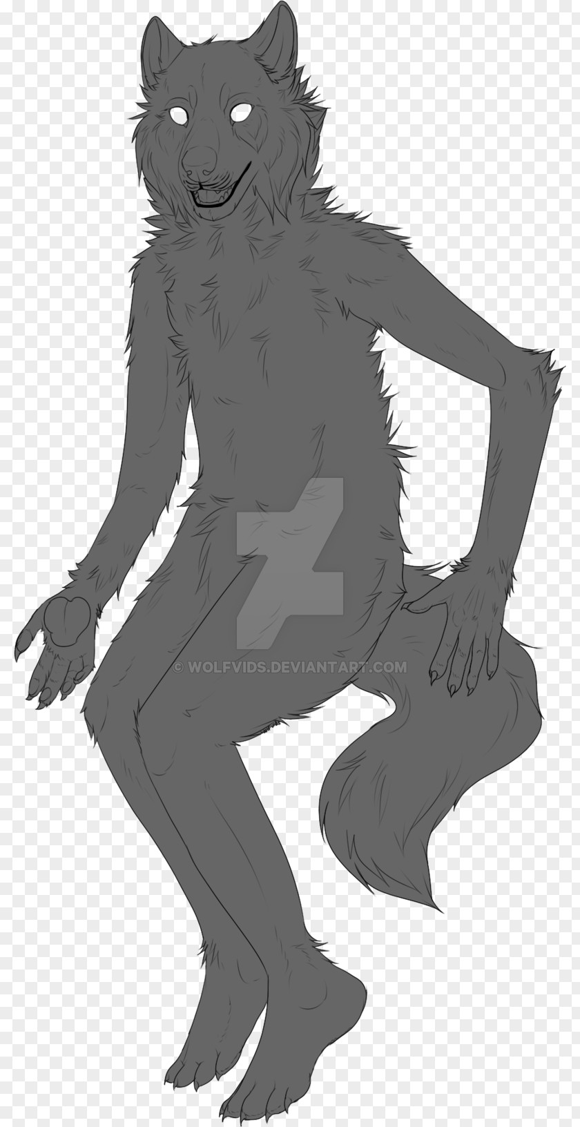 Werewolf Cat Line Art Drawing PNG
