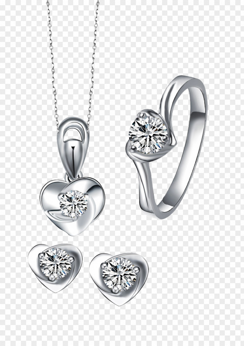 Diamond Set Locket Earring Necklace PNG