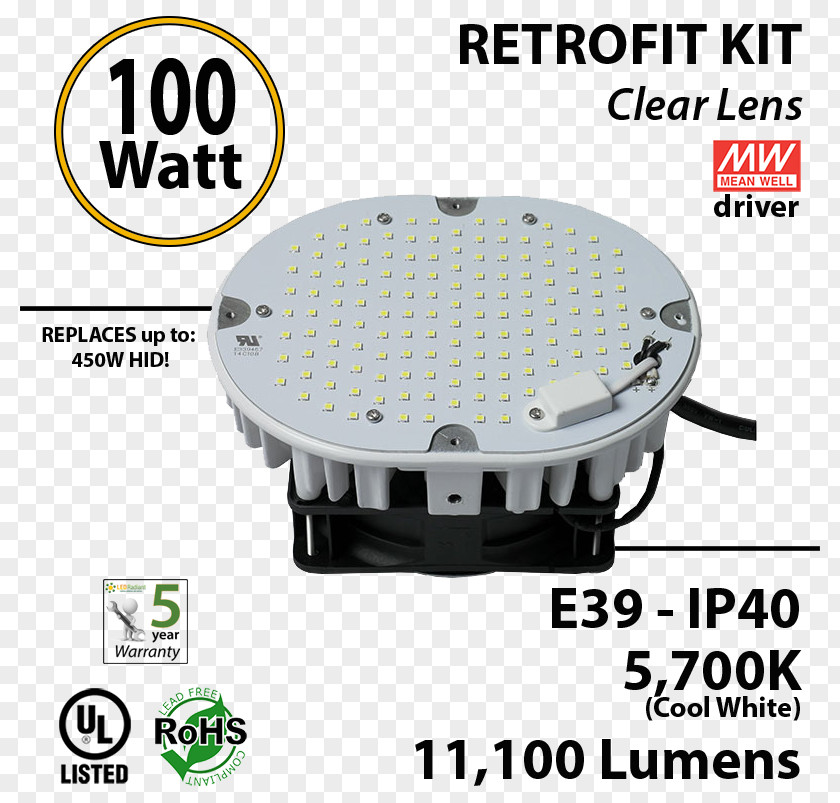 Luminous Efficiency Light Fixture Retrofitting High-intensity Discharge Lamp LED PNG