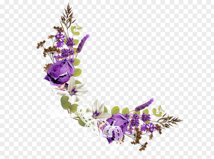 Purple Floral Corner Decorative Pattern Flower Clip Art PNG