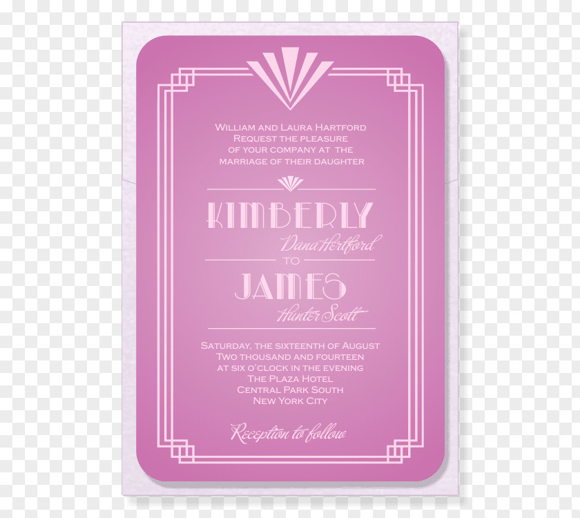 PINK WEDDING INVITATION Wedding Invitation Art Deco Roaring Twenties PNG