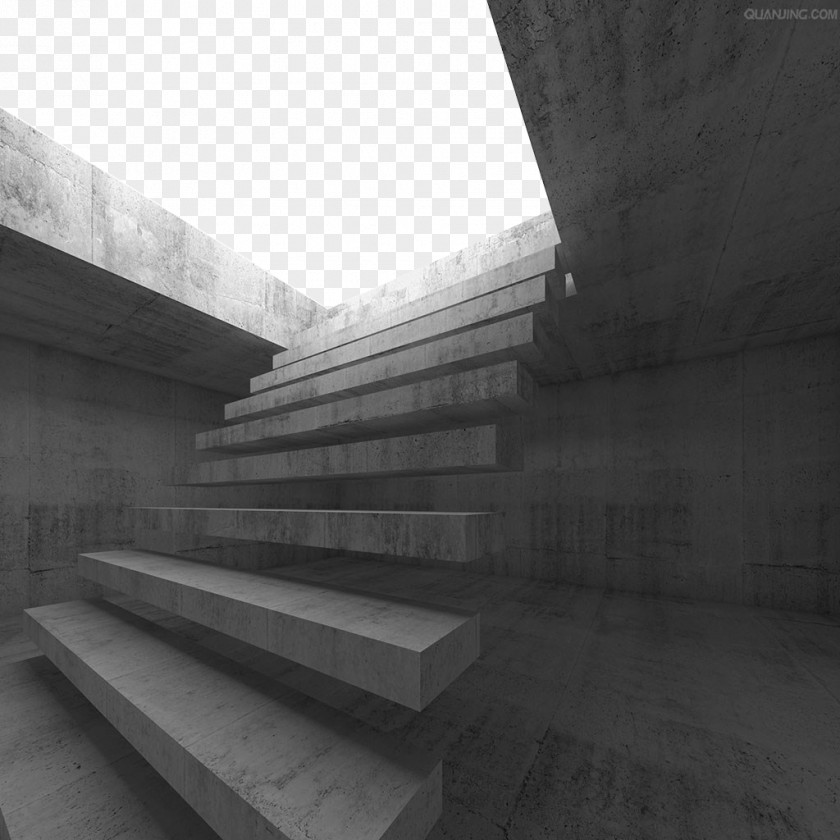 Basement Stone Steps Black And White Concrete Stairs PNG