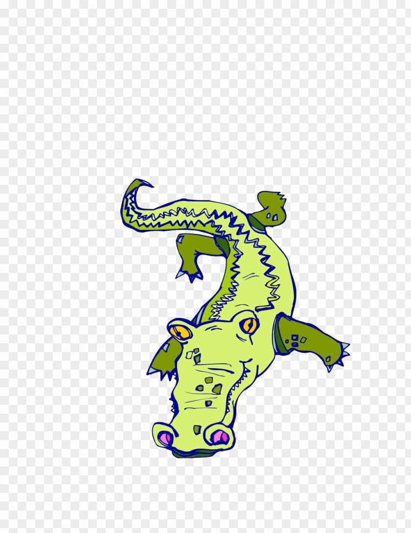 Cartoon Crocodile Illustration PNG