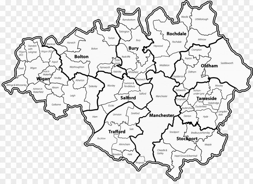 City Boundaries Cheshire Map Metropolitan County Black And White PNG