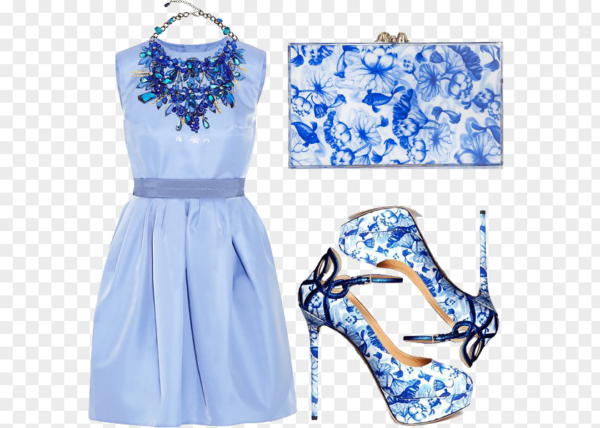 Dress With Minimalist Trend Blue Fashion Clothing PNG