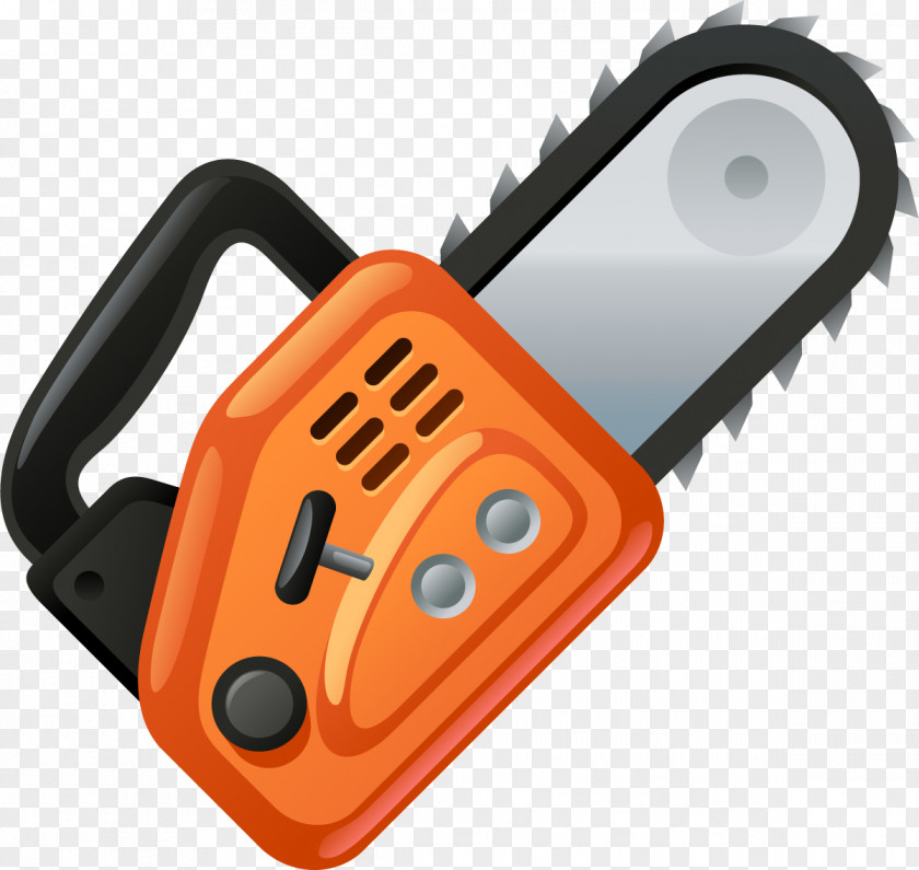 Cartoon Orange Chainsaw Tool PNG